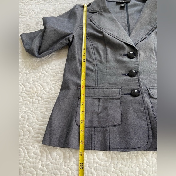 Ava and Grace Blazer Blue Heather 3/4 Sleeve Cropped 3 Button Size 8 - Picture 11 of 11